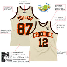 Charger l&#39;image dans la galerie, Custom Cream Brown-Orange Authentic Throwback Basketball Jersey
