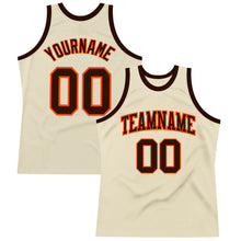 Charger l&#39;image dans la galerie, Custom Cream Brown-Orange Authentic Throwback Basketball Jersey
