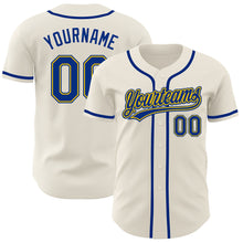 Laden Sie das Bild in den Galerie-Viewer, Custom Cream Royal-Gold Authentic Baseball Jersey
