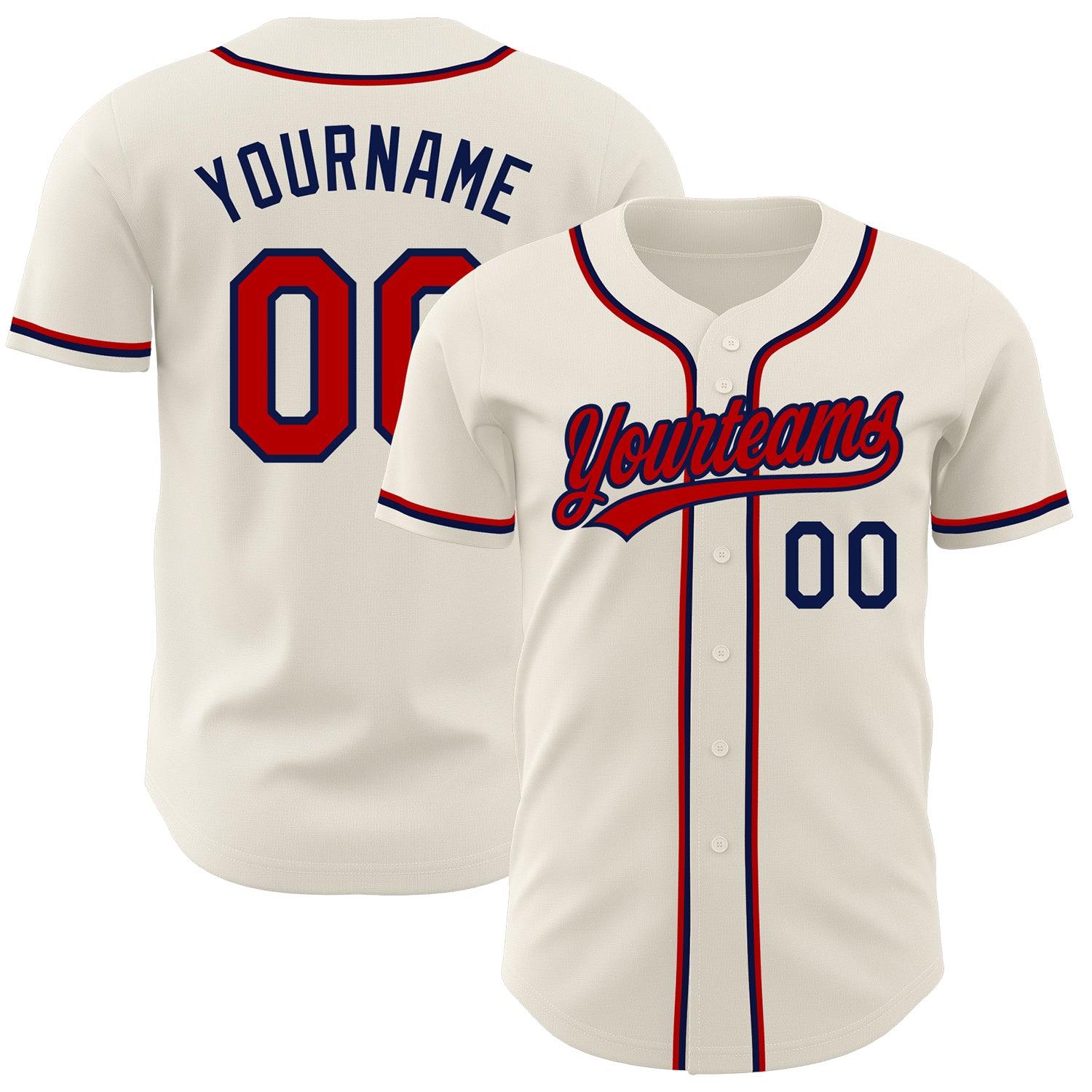 Cheap Custom Cream Red-Navy Authentic Baseball Jersey Free