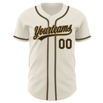 Custom Cream Black-Old Gold Authentic Baseball Jersey