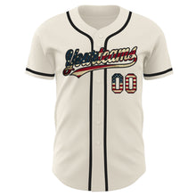 Laden Sie das Bild in den Galerie-Viewer, Custom Cream Vintage USA Flag-Black Authentic Baseball Jersey
