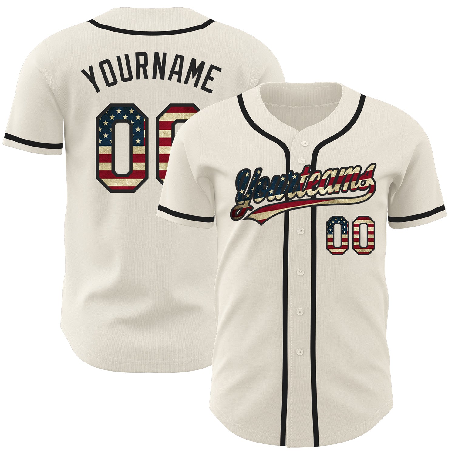 Cheap Custom Cream Vintage USA Flag-Black Authentic Baseball Jersey Free  Shipping – CustomJerseysPro