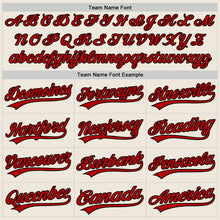 Laden Sie das Bild in den Galerie-Viewer, Custom Cream Black Pinstripe Red Authentic Baseball Jersey
