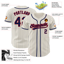 Laden Sie das Bild in den Galerie-Viewer, Custom Cream Navy Pinstripe Navy-Red Authentic Baseball Jersey
