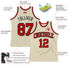 Load image into Gallery viewer, Custom Cream Black Pinstripe Red Authentic Basketball Jersey
