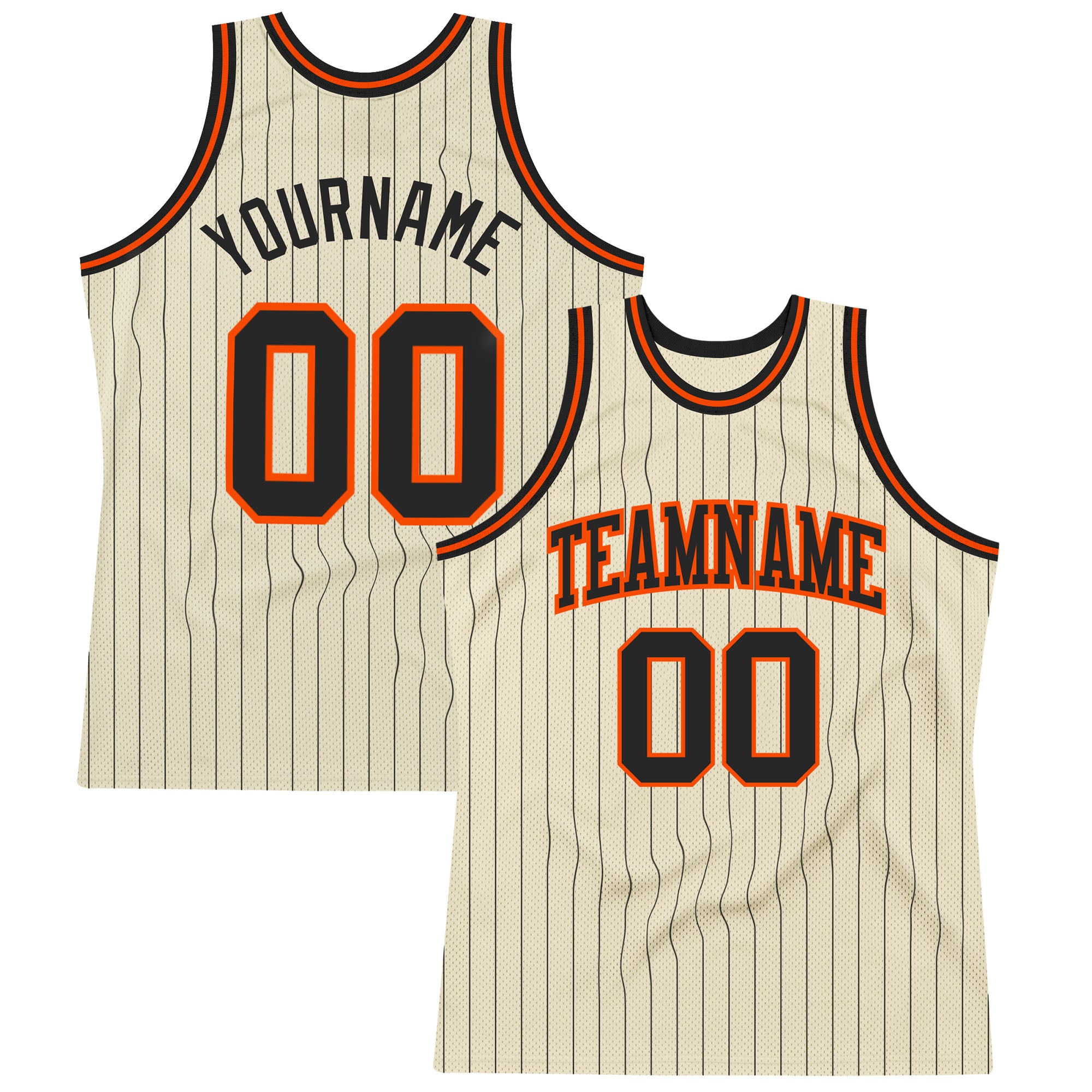 Custom Purple Black Pinstripe Black-Orange Authentic Basketball