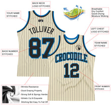 Laden Sie das Bild in den Galerie-Viewer, Custom Cream Black Pinstripe Black-Blue Authentic Basketball Jersey
