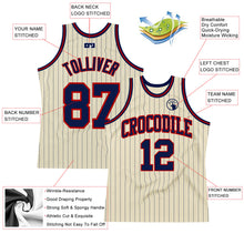 Laden Sie das Bild in den Galerie-Viewer, Custom Cream Navy Pinstripe Navy-Red Authentic Basketball Jersey
