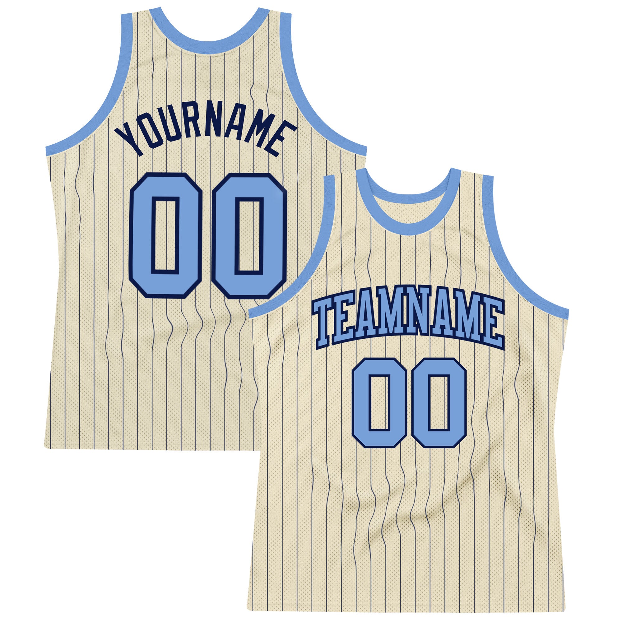 Custom Light Blue White Pinstripe Red-Navy Authentic Basketball