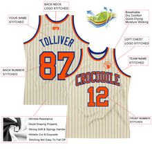 Laden Sie das Bild in den Galerie-Viewer, Custom Cream Royal Pinstripe Orange Authentic Basketball Jersey
