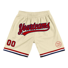 Load image into Gallery viewer, Custom Cream Red-Navy Authentic Throwback Basketball Shorts
