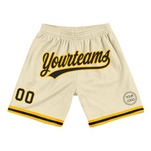 Load image into Gallery viewer, Custom Cream Black-Gold Authentic Throwback Basketball Shorts
