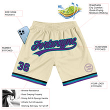 Load image into Gallery viewer, Custom Cream Purple Black-Teal Authentic Throwback Basketball Shorts
