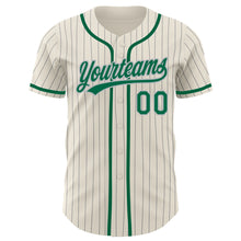 Laden Sie das Bild in den Galerie-Viewer, Custom Cream Gray Pinstripe Kelly Green Authentic Baseball Jersey

