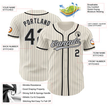 Laden Sie das Bild in den Galerie-Viewer, Custom Cream Gray Pinstripe Black Authentic Baseball Jersey
