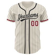 Charger l&#39;image dans la galerie, Custom Cream Black Pinstripe Crimson Authentic Baseball Jersey
