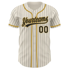 Laden Sie das Bild in den Galerie-Viewer, Custom Cream Black Pinstripe Old Gold Authentic Baseball Jersey
