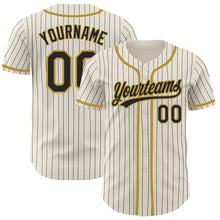 Load image into Gallery viewer, Custom Cream Black Pinstripe Old Gold Authentic Baseball Jersey

