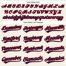 Laden Sie das Bild in den Galerie-Viewer, Custom Cream Navy Pinstripe Red Authentic Baseball Jersey
