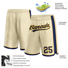 Laden Sie das Bild in den Galerie-Viewer, Custom Cream Navy-Gold Authentic Basketball Shorts
