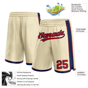 Custom Cream Red-Navy Authentic Basketball Shorts