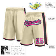 Laden Sie das Bild in den Galerie-Viewer, Custom Cream Pink Black-Light Blue Authentic Basketball Shorts
