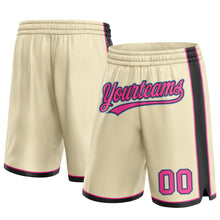 Load image into Gallery viewer, Custom Cream Pink Black-Light Blue Authentic Basketball Shorts
