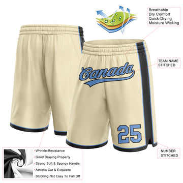 Custom Cream Light Blue-Black Authentic Basketball Shorts