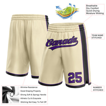 Custom Cream Purple-Black Authentic Basketball Shorts