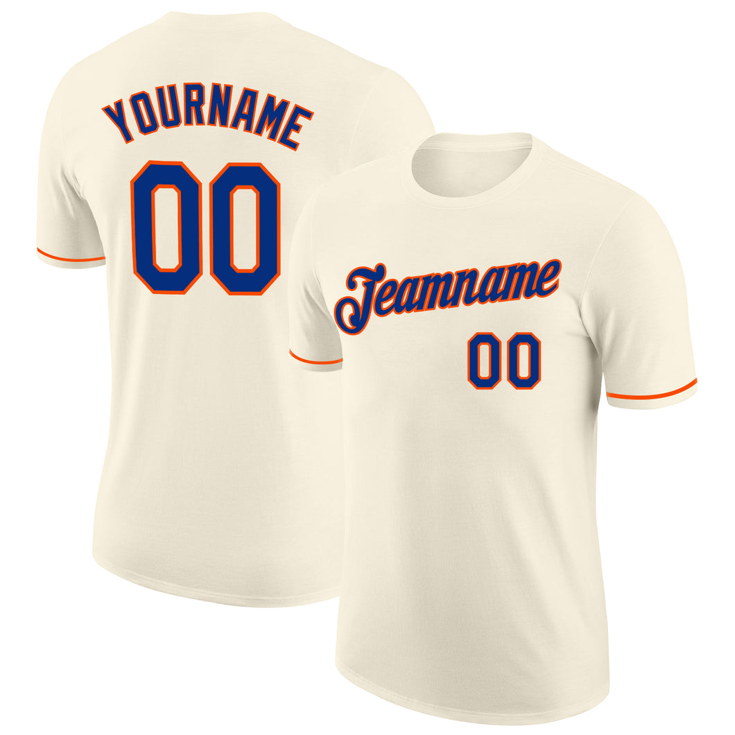 Custom Cream Royal-Orange Performance T-Shirt