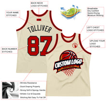 Laden Sie das Bild in den Galerie-Viewer, Custom Cream Red-Black Authentic Throwback Basketball Jersey
