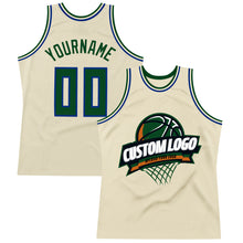 Load image into Gallery viewer, Custom Cream Green-Royal Authentic Throwback Basketball Jersey
