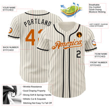 Laden Sie das Bild in den Galerie-Viewer, Custom Cream Black Pinstripe Texas Orange Authentic Baseball Jersey
