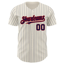 Laden Sie das Bild in den Galerie-Viewer, Custom Cream Navy Pinstripe Red Authentic Baseball Jersey
