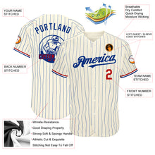 Load image into Gallery viewer, Custom Cream Royal Pinstripe Red-White Authentic Baseball Jersey

