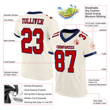 Laden Sie das Bild in den Galerie-Viewer, Custom Cream Red-Navy Mesh Authentic Football Jersey
