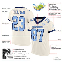 Load image into Gallery viewer, Custom Cream Light Blue-Navy Mesh Authentic Football Jersey
