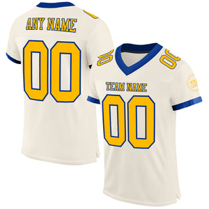 Custom Cream Gold-Royal Mesh Authentic Football Jersey