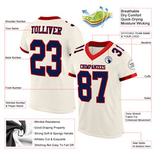 Load image into Gallery viewer, Custom Cream Navy-Red Mesh Authentic Football Jersey
