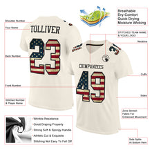Load image into Gallery viewer, Custom Cream Vintage USA Flag-Black Mesh Authentic Football Jersey

