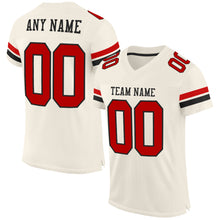 Load image into Gallery viewer, Custom Cream Red-Black Mesh Authentic Football Jersey
