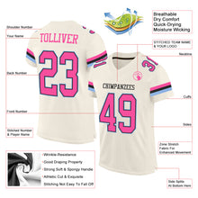 Laden Sie das Bild in den Galerie-Viewer, Custom Cream Pink Black-Light Blue Mesh Authentic Football Jersey
