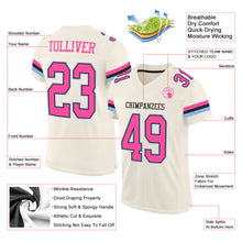Load image into Gallery viewer, Custom Cream Pink Black-Light Blue Mesh Authentic Football Jersey

