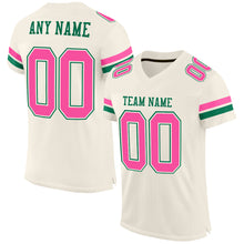 Load image into Gallery viewer, Custom Cream Pink-Kelly Green Mesh Authentic Football Jersey

