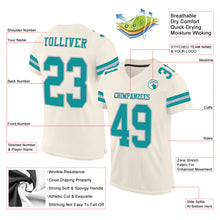 Load image into Gallery viewer, Custom Cream Teal-Gray Mesh Authentic Football Jersey
