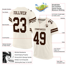 Load image into Gallery viewer, Custom Cream Brown Mesh Authentic Football Jersey
