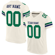 Load image into Gallery viewer, Custom Cream Kelly Green-Navy Mesh Authentic Football Jersey
