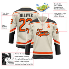 Laden Sie das Bild in den Galerie-Viewer, Custom Cream Orange-Black Hockey Lace Neck Jersey
