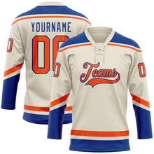Laden Sie das Bild in den Galerie-Viewer, Custom Cream Orange-Royal Hockey Lace Neck Jersey

